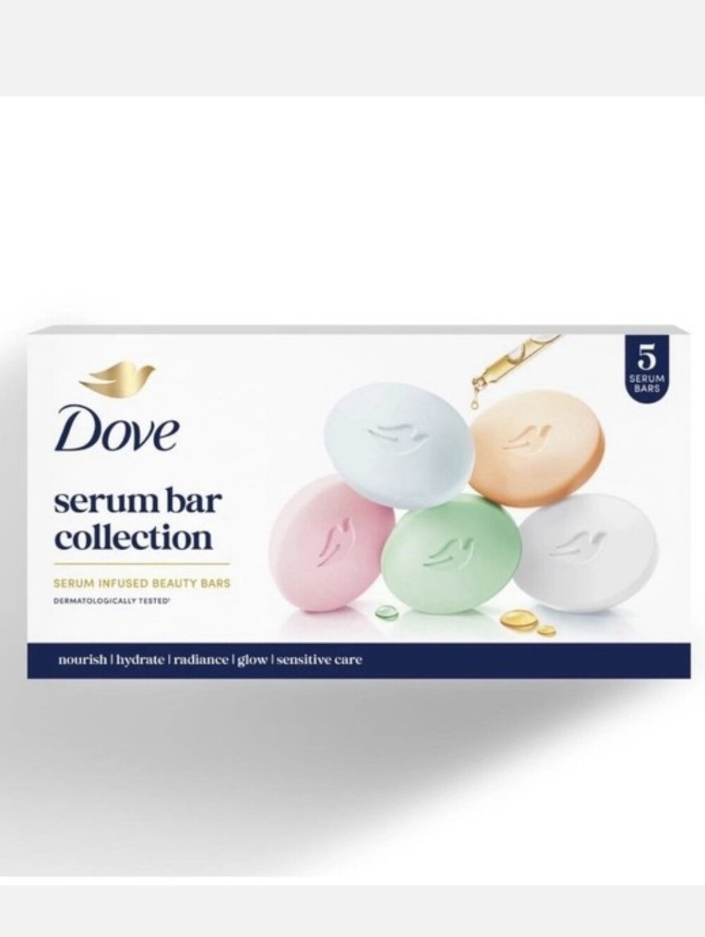 Dove Serum Bar Collection - Pastel Pink, Green, White & Cream Soap Bars